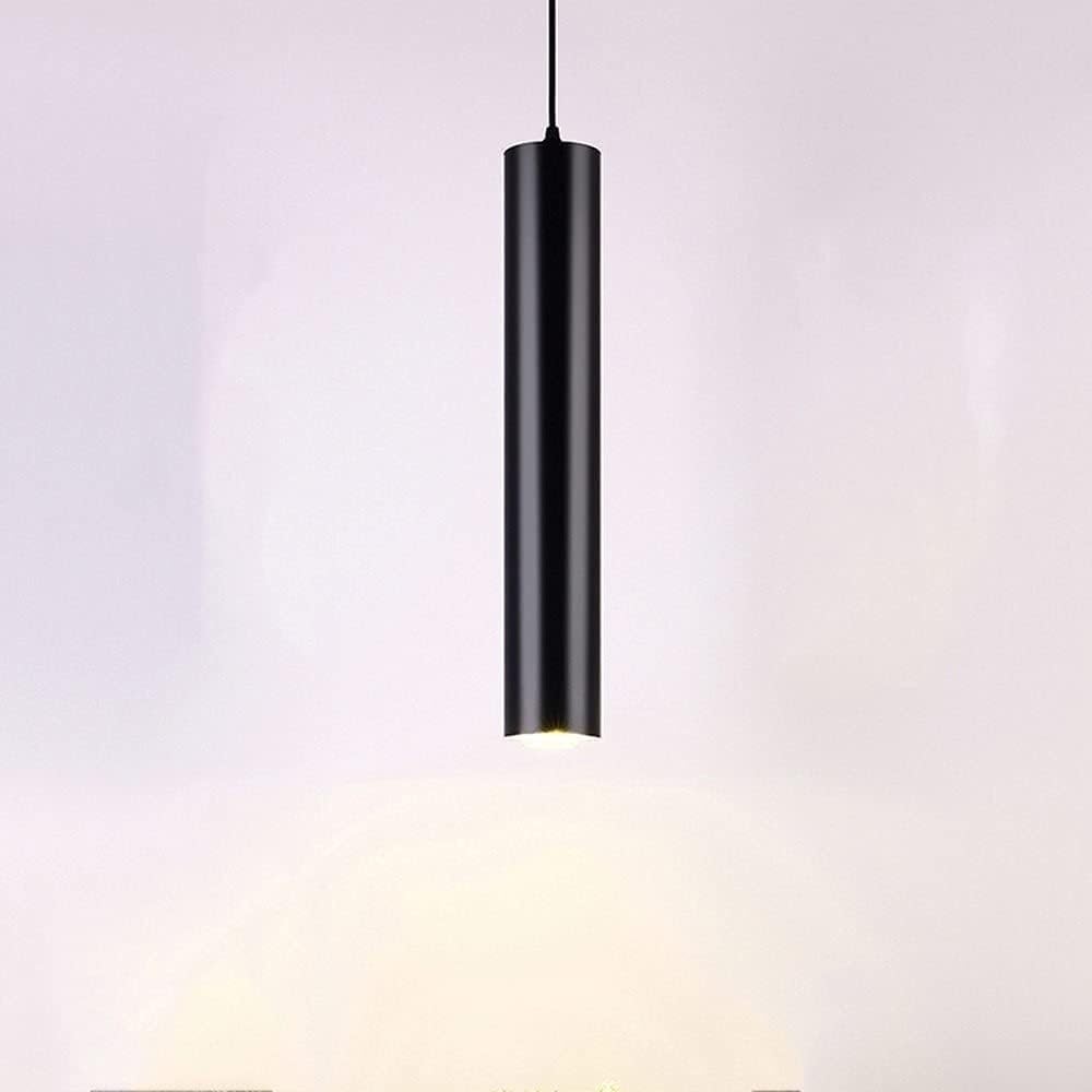 SEMANHUAOZ Nordic LED Pendant Light - Adjustable Black Cylinder Tube Hanging Light, Long Tube Design, Ideal for Kitchen Counter, Bar, and Decorative Ceiling Fixture(Neutral Light,40CM)