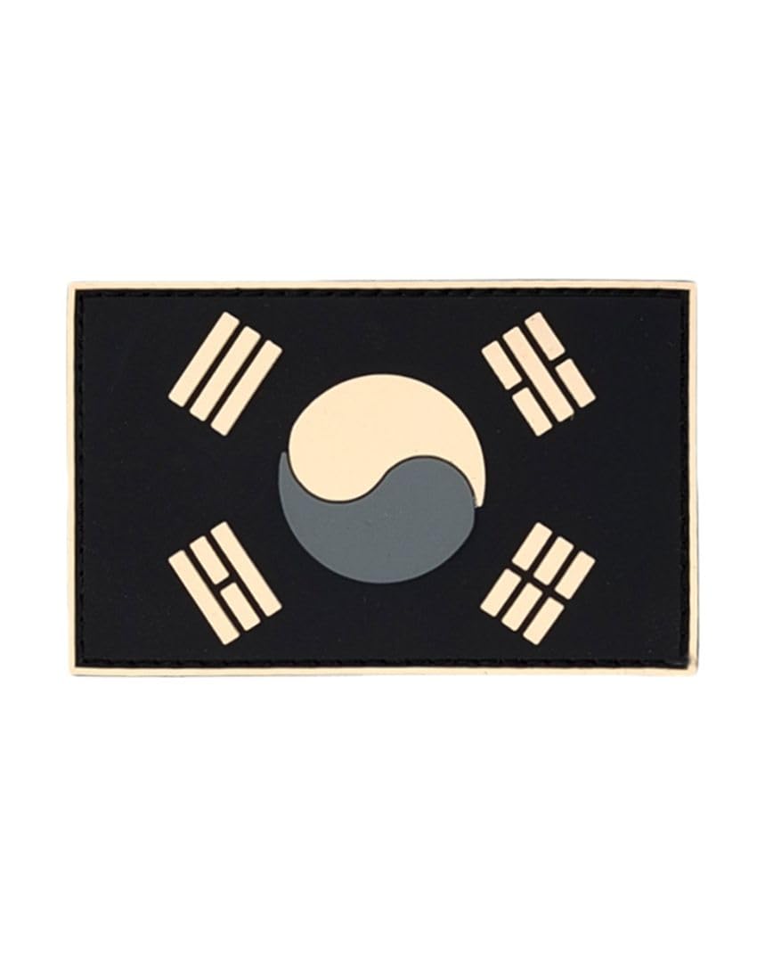 Ruoming Ruoming 1 PCS South Korea Flag Patches Hook and Loop Fastener PVC Rubber Tactical Military National South Korea Patch (Gray)