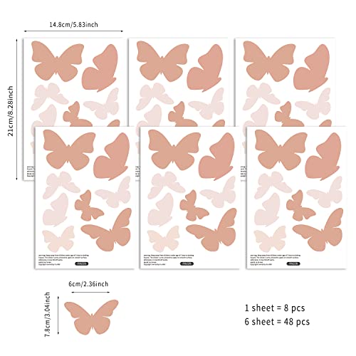 48 Piezas Vinilos Decorativos Mariposa en Rosa miniatura 6