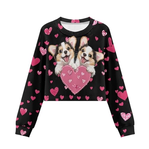 Crop Tops for Kids Girls Long Sleeve Sweatshirts Athletic School Workout Pullover Top Fall Clothes 5-14Y3