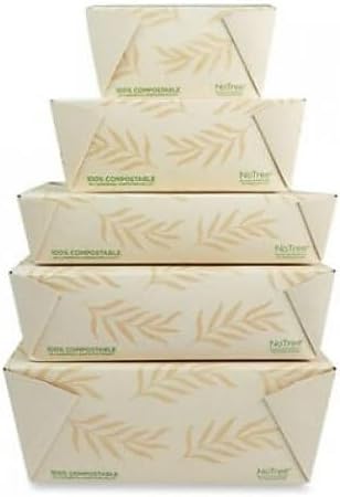 World Centric TONT3 No Tree Folded Takeout Containers, 65 Oz, 6.25 X 8.7 X 2.5, Natural, Sugarcane, 200/carton