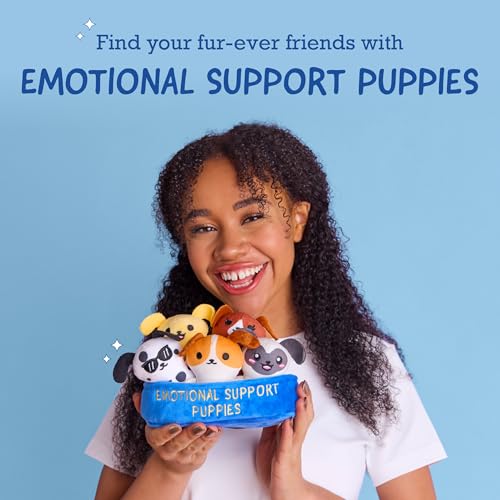 Image of Emotional Support Puppies by Relatable, Cuddly Stuffed Animals, Plushies, and Cute Stuff, Great Gift Ideas for Loved Ones of All Ages, Includes 5 Plushies with Carrying Basket