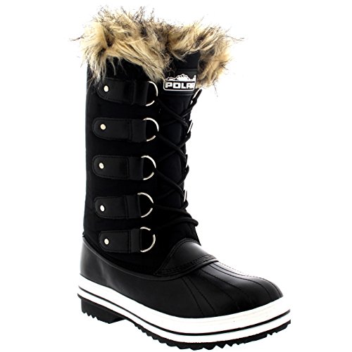 Womens Lace Up Rubber Sole Tall Winter Snow Rain Shoe Boots - 9