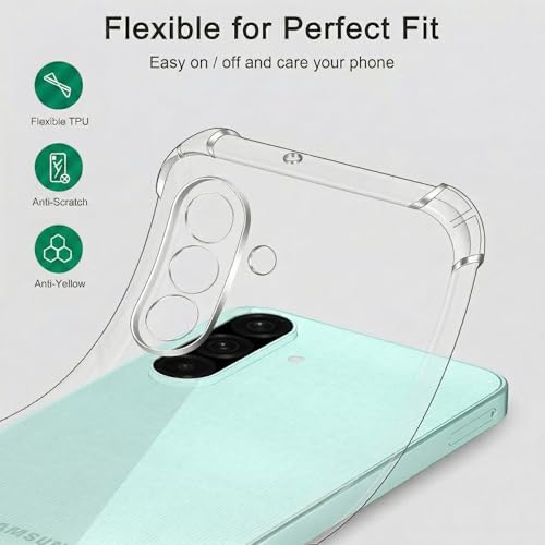 Image of Fashionury 3D Raised Transparent Crystal Clear Back Cover for Samsung Galaxy M56 5G | Shockproof Design | Anti-Slip Grip | Camera Protection | 360 Degree Protection Mobile Case