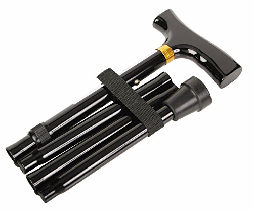 Medline Folding T-Handle Cane, Aluminum, Supports Up To 250 Lbs, Black #TOP2