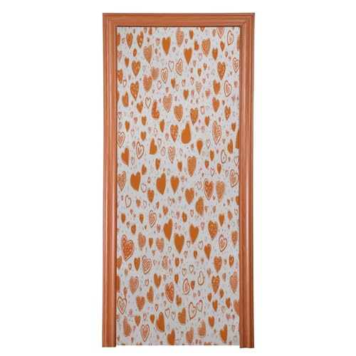 FLildon Cute Hearts Valentines Yellow Door Cover Decoration, Party Accessory Porch Decor for Festive Ornament Room Door Covers 35 x 79 Inch