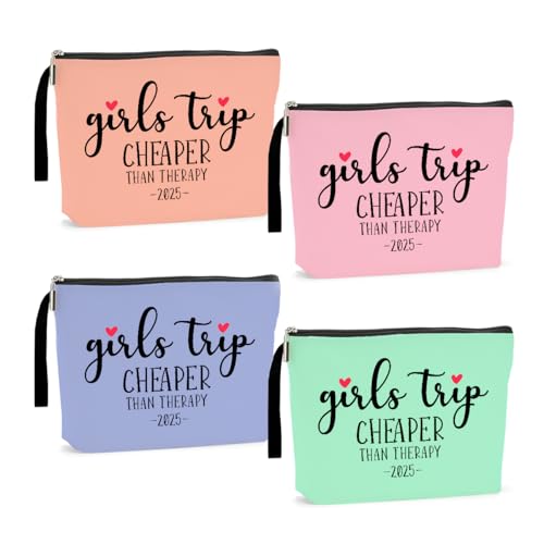 Hanamiya Na 4Pcs Girls Trip Gifts Favors Weekend Bag Funny Makeup Bag Weekender Bags for Women Girls Sister Cosmetic Bag Zipper Pouch Wedding Bachelorette Party
