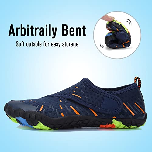 Cior Boys & Girls Water Shoes Sports Aqua Athletic Sneakers Lightweight Sport Shoes(Toddler/Little Kid/Big Kid) U1Eljsx011-Navy.orange-37 #TOP4