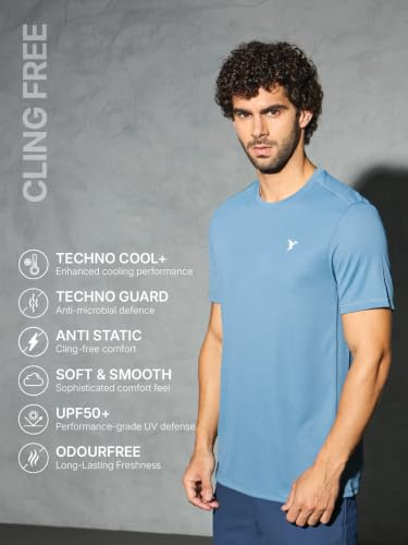 Image of TECHNOSPORT Men's Polyester Regular Fit T-Shirt