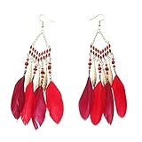 Pendientes magníficos Pendientes Largos de Plumas Colgantes de la Vendimia Pendientes de Gancho de Boho Pendientes de Regalo de joyería Encantadora para Mujeres Clever and attractiv