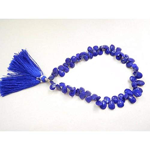 JEWELZ Natural Blue lapsi Lazuli 6x8-6x9 mm Micro Faceted pear Beads 8 inches
