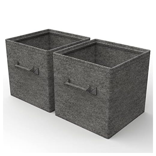 DABAGY® Förvaringsbox filt | lämplig för IKEA Kallax-hyllor | högkvalitativ förvaringslåda med två handtag för mer ordning | Förvaringskorgar i 33 cm x 33 cm x 33 cm (2-pack med filthandtag)