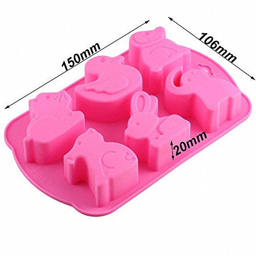 2-Pack Animals Chocolate Molds - Moldfun Duck Dog Cat Rabbit Elephant Silicone Mold For Baking Muffin Cupcake, Ice Cube, Jello, Soap, Bath Bomb, Lotion Bar #TOP4