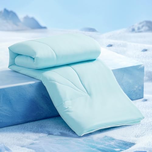 Elegear Revolutionary Cooling Comforter Queen Absorb Body Heat to Keep Cool, Cooling Blanket for Hot Sleepers Japanese Arc-Chill 3.0 Cool Tech Fabric Summer Comforter Hypo-Allergenic Cool Quilt - Blue