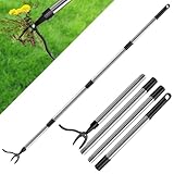 JNUYISW Unkrautstecher, 148cm Langem Griff Unkrautentferner mit 4-Krallen und Fußpedal Unkraut Entferner Effizientes Entfernen von Unkraut Wurzelentferner Kein Bücken Nötig Unkrautfresser Gartengerät