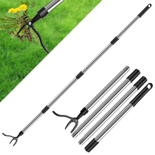 JNUYISW Estirpatore Erbacce Manuale, 148cm Manico Lungo Sarchiatore con 4 Artigli e Pedale Estrattore per Erbacce Rimuovere Efficacemente Le Erbacce dal Giardino Senza Piegarsi o Inginocchiarsi