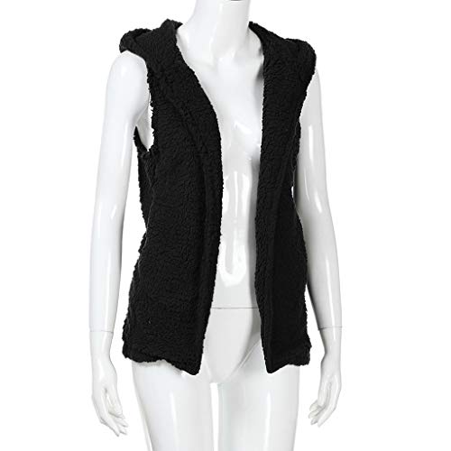 Chaleco de invierno para mujer sudadera con capucha abrigo negro M casual 6
