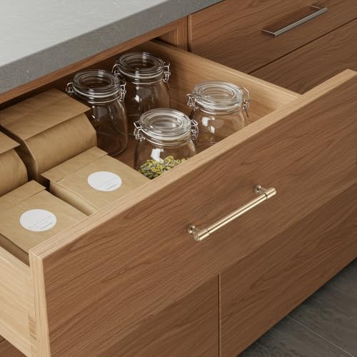 Image of Ravinte 3 Pack 5 Inch Hole Center Solid Kitchen Cabinet Handles Champagne Bronze Dresser Pulls Cabinet Drawer Pulls for Kitchen Cupboard Hardware