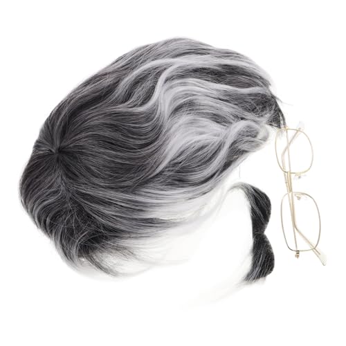 FRCOLOR Halloween Grandpa Costume Men Boys Old Man Dress up Suit with Wig and Glasses Detective Cosplay Kit for Party Theater