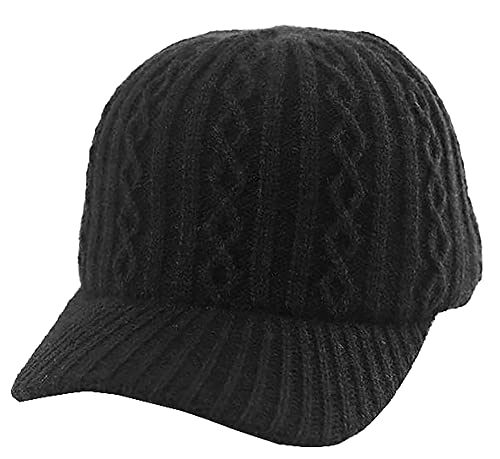 Hinyboeh Women's Knit Visor Beanie Baseball Cap Cold Weather Warm Winter Newsboy Cap Beret Hat Black #TOP5