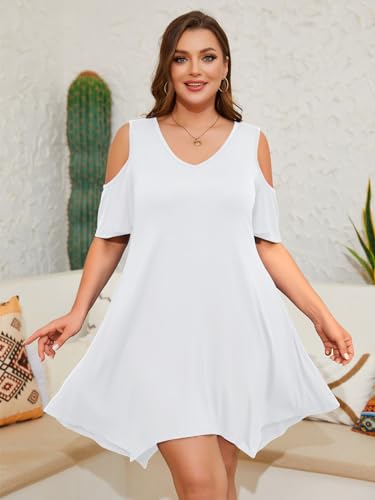 LARACE Womens Summer Casual T Shirt Dresses Cold Shoulder Flowy Dress with Pockets3