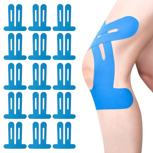 15 pièces Kinesiotapes Genoux, Bande de kinésiologie, Bande pré-découpée imperméable et élastique, Bande de kinésiologie, bande physiologique, bande de kinésiologie pour réduire la douleur