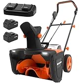 MAXLANDER Snow Blower Cordless, 40V 20-Inch Brushless Cordless Snow Blower with Dual LED Lights, 180° Rotating Chute, Electric Snow Blower Battery Powered（2 x 4.0Ah Batteries and Charger Included）