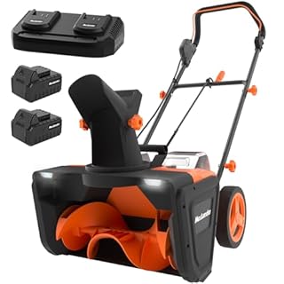 MAXLANDER Snow Blower Cordless, 40V 20-Inch Brushless Cordless Snow Blower with Dual LED Lights, 180° Rotating Chute, Electric Snow Blower Battery Powered（2 x 4.0Ah Batteries and Charger Included）