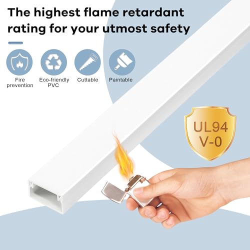 Image of One-Cord Hider Kit, 126in Cable Covers for Wires on Wall, Mini Wire Hider for Wall Mounted TV, White Cable Raceway, Paintable Cord Cover Cable Management for Home Office, 8 x L15.7in W0.6in H0.4in