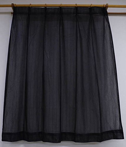 Arie(アーリエ) カラーレースカーテン 2枚組 100×133cm ブラック [2]