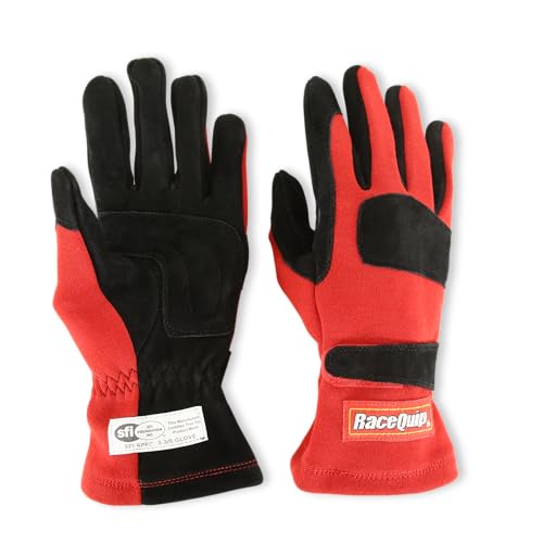 Image of RaceQuip 355012 355 Series Small Red SFI 3.3 /5 Two Layer Racing Gloves