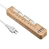 Mscien 延長コード 1m 木目 8AC口 3usb-a 1usb-c 雷ガード 個別スイッチ 電源タップ usb付き マルチタップ たこあしコンセント 分岐 oa テーブルタップ スイングプラグ 壁掛け 木目調 蛸足コンセント エムサイン