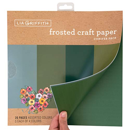 Lia Griffith Frosted Craft Paper, 12" X 12", Conifer Pack 20 Sheets #TOP2