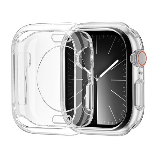 GEEDOOWIN Confezione da 2 [senza protezione dello schermo] custodia paraurti in morbido TPU per Apple Watch Serie 9/8/7 45 mm, sottile e antiurto, telaio protettivo flessibile per iWatch accessori da