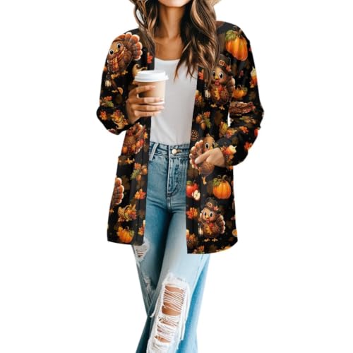 Image of Forchrinse Red Ladybug Cardigan for Women Causal Long Sleeve Open Front Cardigans Sweater Fashion 2024 Fall Coat with Pockets