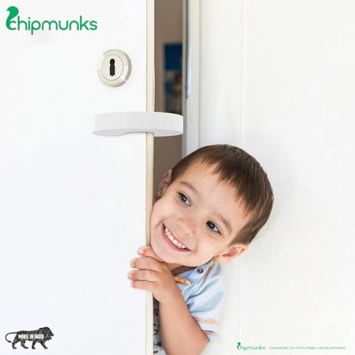 Image of Chipmunks Baby Proofing Finger Pinch Door Guard for Kids Safety, Made in India, Door Stopper Guard for Accidental Door Lock & Slamming for Child, Babies & Pet Safety (White, Pack of 6)