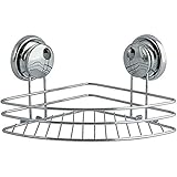 Matériau : plastique MSV Etagère Panier d\'angle de Douche à ventouses Acier Chromé