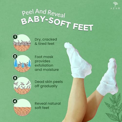 Image of Azah Foot Mask Peeling Feet Mask [Pair of 1] | Korean Foot Peel off Mask for Cracked Feet | Peeling and Exfoliating | Legs care at Home | Exfoliating Sheet for Home | Tea Tree Sheet