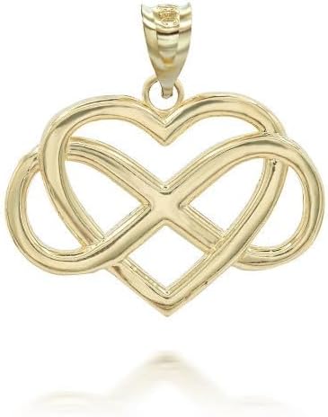 Heart with Infinity Pendant Necklace Real Solid 10K Gold
