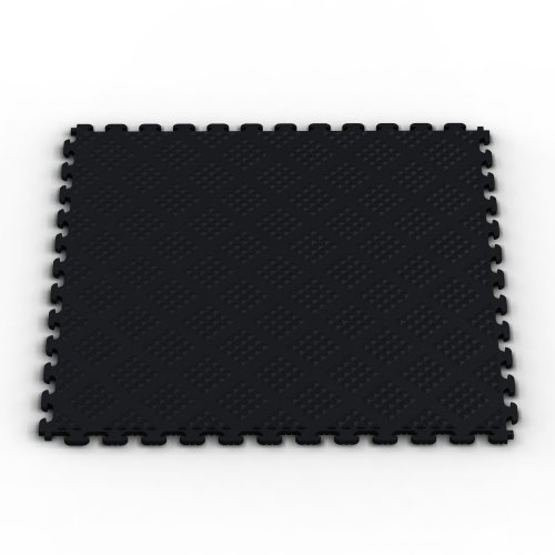 Duräflex Pro by NÖRSK Super-Duty Interlocking PVC Floor Tiles, Metallic Black with Raised Diamond Texture, 18.3 X 18.3 X.25 in., 6-PK (13.95 sq. ft.)