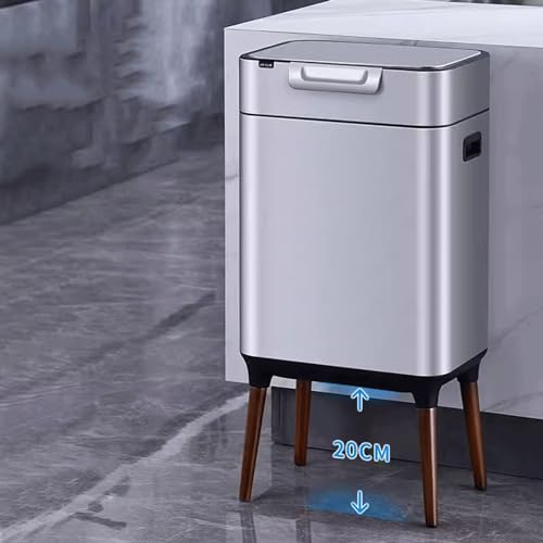 Bote de basura con tapa y pie alto 20L blanco miniatura 3