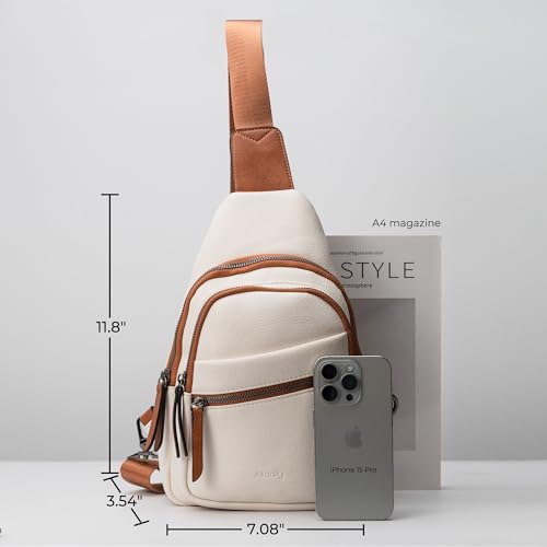 Image of Alldaily Large Sling Bag for Women Crossbody Purse Leather Fashionable Trendy Chest Bag for Travel, Fanny Pack (White)
