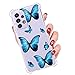 Yerebel Case for Galaxy A33 5G Case, Samsung A33 5G Cute Case, Clear Flexible Bumper TPU Soft Rubber Silicone Cover Phone Case for Samsung Galaxy A33 5G (Blue Butterfly)