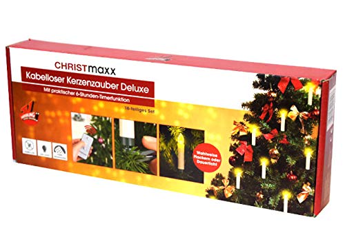 Preisvergleich Produktbild CHRISTmaxx 16 TLG LED Christbaumkerzen Deluxe Kerzen FB + Timer Kerzenzauber