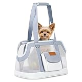 Hundetragetasche bis 5kg, Hundetasche für Kleine Hunde & Katzen, Tragetasche Hund, Hunde Tragetasche, Katzentransporttasche, leichte atmungsaktive Reisetasche (Grau)