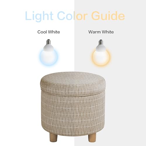 Image of HomePop 19 inch Round Storage Ottoman - Tan Geometric Pattern