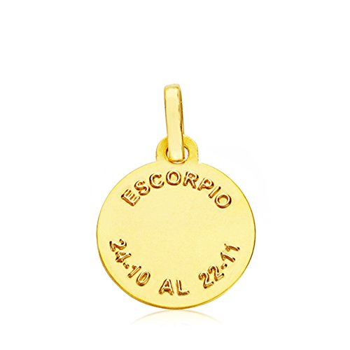 Medalla Escorpio 18 Ktes 13mm con grabado gratuito