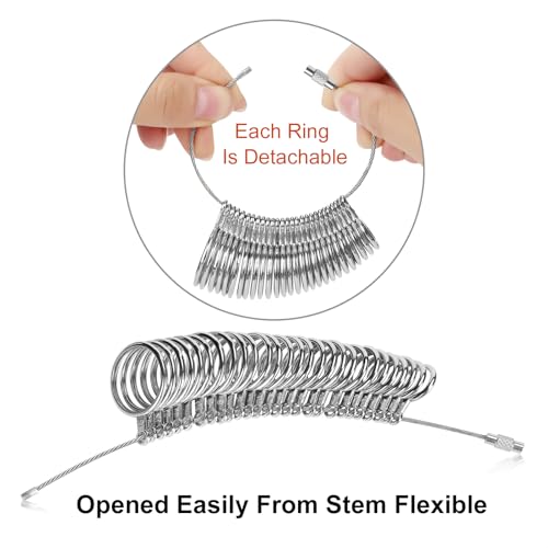 ring sizer measuring tool kit 27 pcs premium stainless steel measuring ring tool us ring size 0-13 with half size 2 pcs reusable finger size 1-17 usa rings size with magnified glass