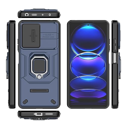 Image of CamShield Pro Case with Slide Camera Protection and 360 Protection Ring Stand Bumper Back Case Cover for Mi Redmi Note 12 Pro Plus 5G (Blue)