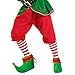 Skeleteen Red Green Elf Shoes - Red and Green Velvet Holiday Elf Feet Slippers with Jingle Bells for Adults and Kids